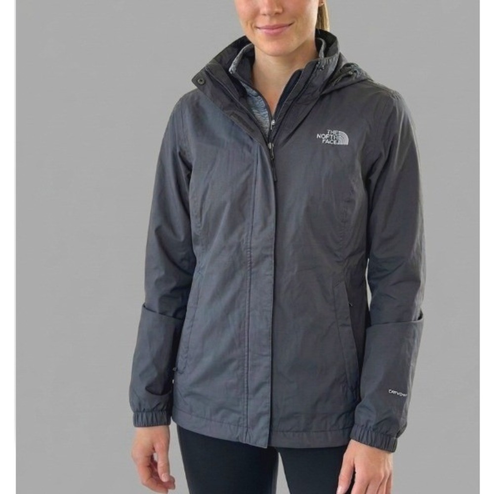 The North Face Womens Small DryVent Rain Jacket Black Hooded Waterproof Shell